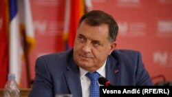 Српскиот член на Претседателството на Босна и Херцеговина Милорад Додик на 10 август во Белград.