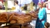 Stocking up on bread in Dushanbe