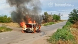 Российский дрон атаковал автомобиль в Запорожской области, 9 августа 2025 года (фото из телеграм-канала Ивана Фёдорова)
