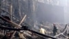 Photo released by Russian Emergency Ministry Press Service on March 23, 2024 -- the building of the Crocus City Hall on the western edge of Moscow