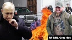 Орусиянын президенти Владимир Путин менен Чеченстандын башчысы Рамзан Кадыров. Коллаж. 