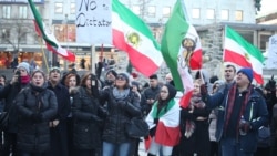 Demonstrators rally in support of Iranian antigovernment protests in Stockholm, Sweden, over the weekend.